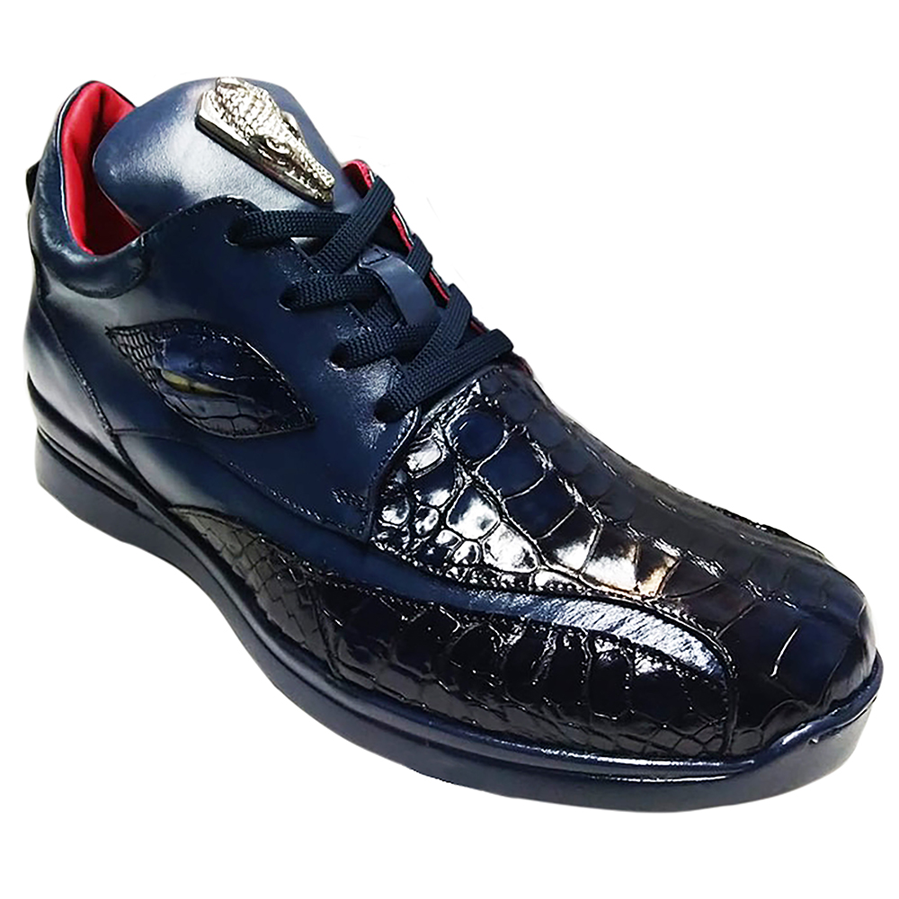 Fennix Mason Leather & Alligator Sneakers Navy Image