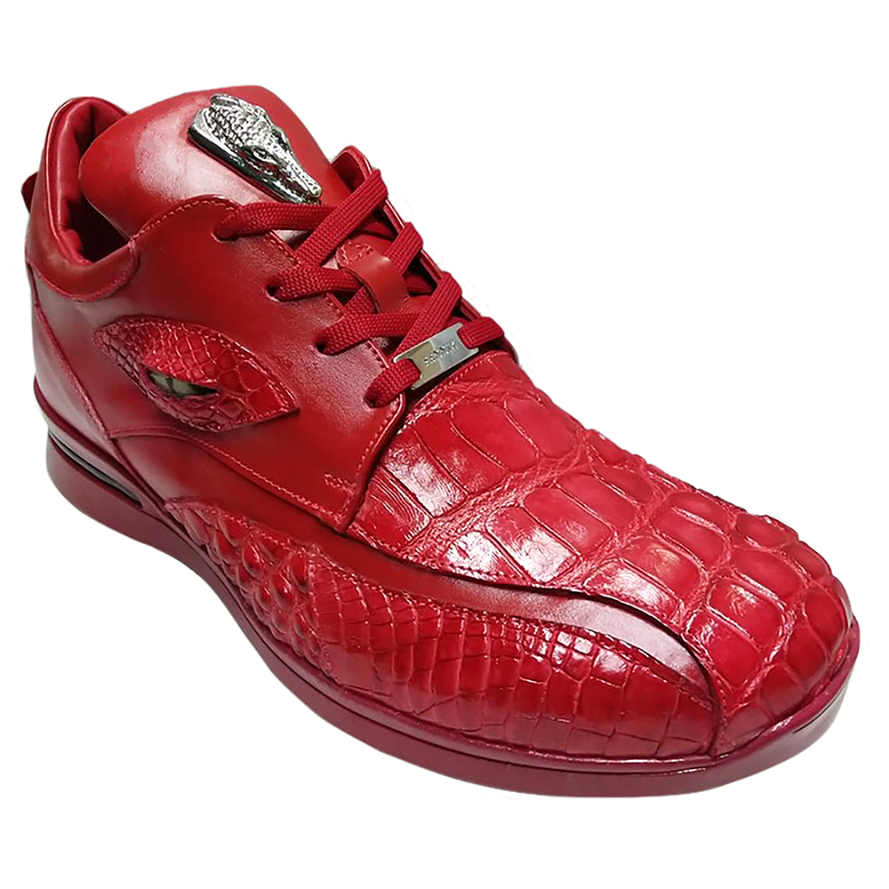 Fennix Mason Leather & Alligator Sneakers Red Image