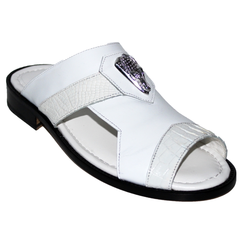 Fennix Monaco Alligator & Calfskin Sandals White Image