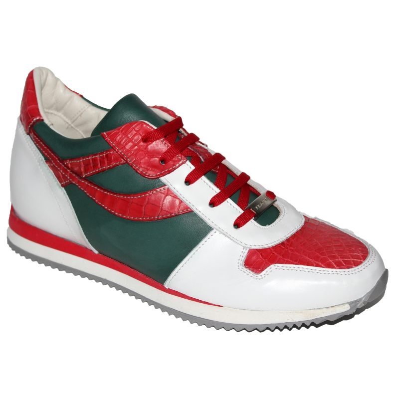 Fennix Noah Alligator & Calf Sneakers Red / White / Green Image