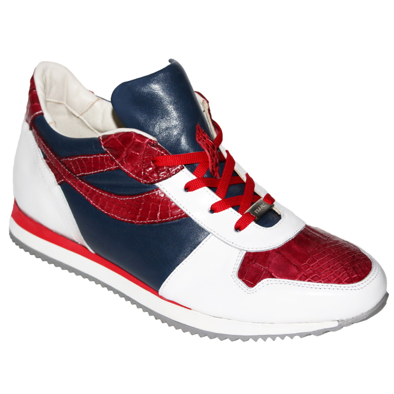 Fennix Sam Alligator & Calfskin Sneakers White / Navy / Red Image