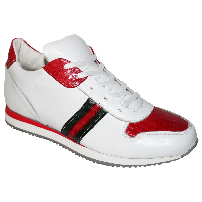 Fennix Samuel Alligator & Calfskin Sneakers White / Green / Red Image