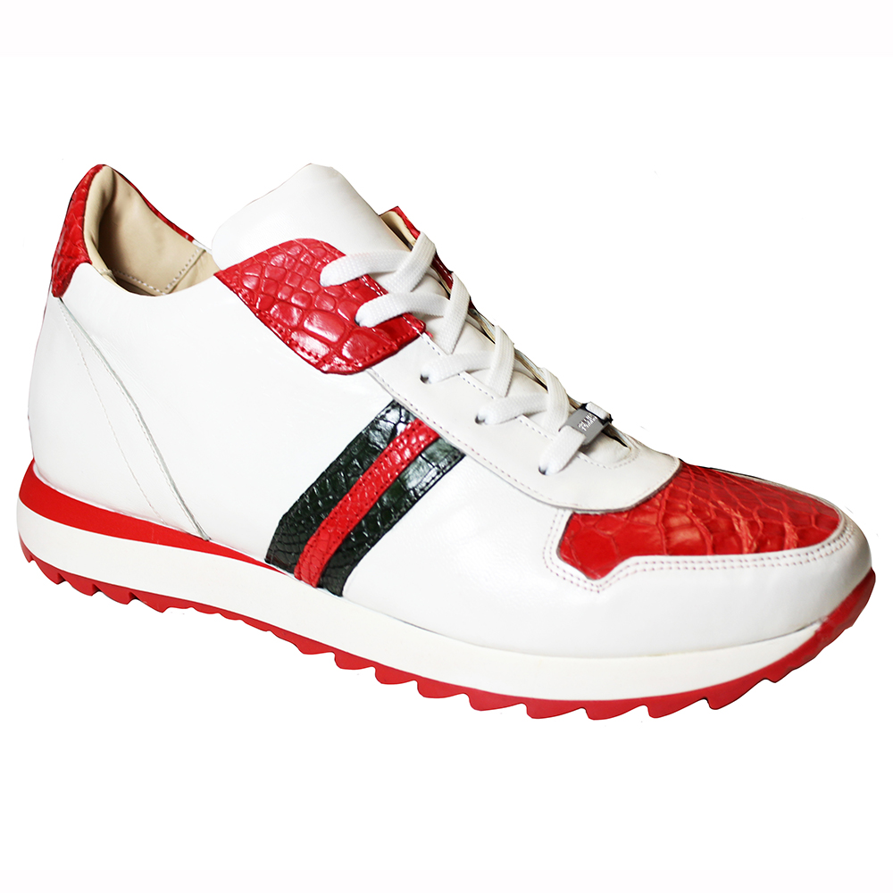 Confronteren Centrum klif Fennix Samuel Leather & Alligator Sneakers White / Red / Green |  MensDesignerShoe.com