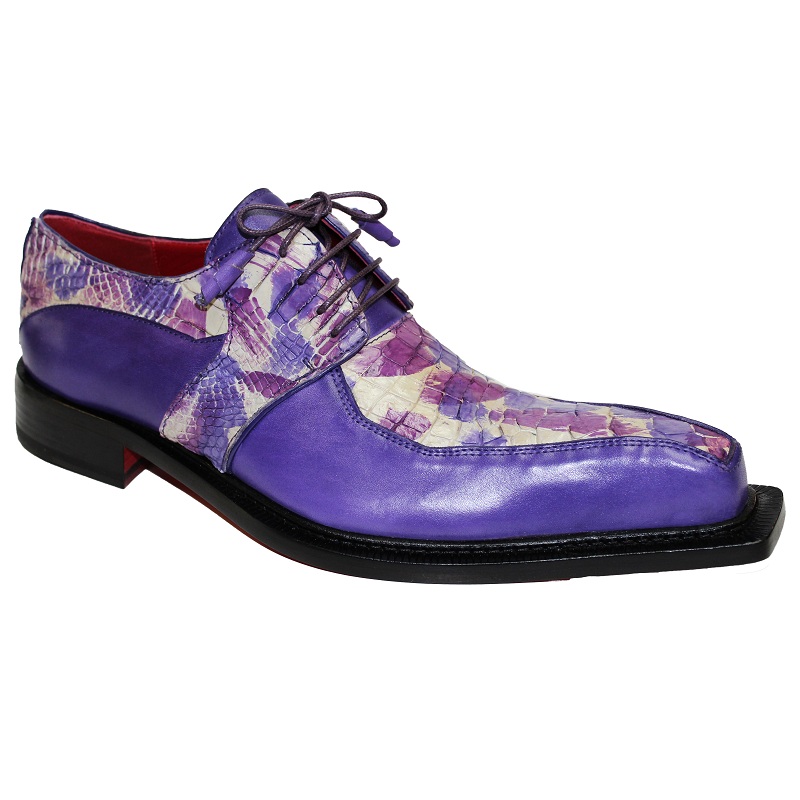 Fennix Theo Calf and Alligator Lace-up Shoes Purple Multi Image