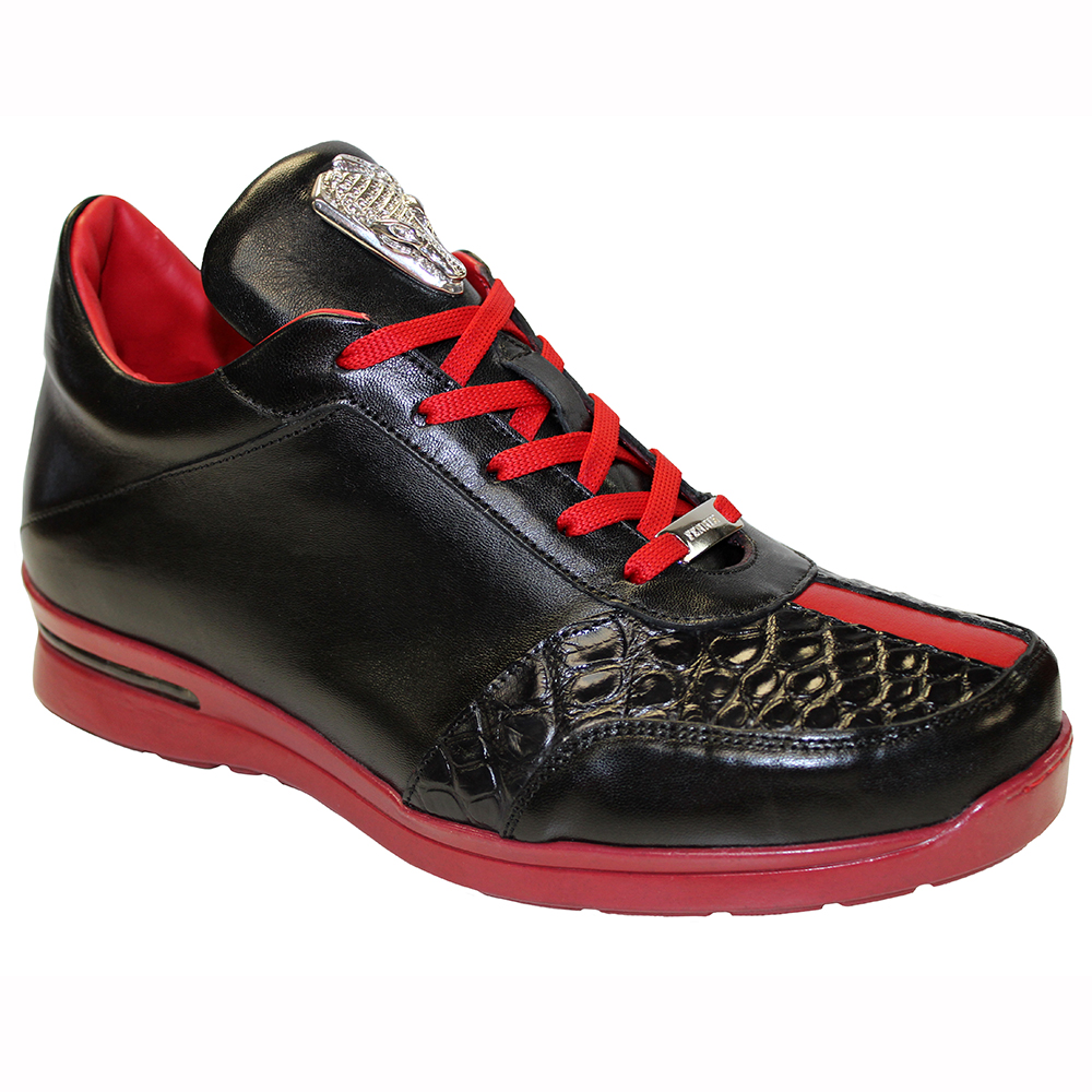 Fennix Tommy Leather & Alligator Sneakers Black / Red Image
