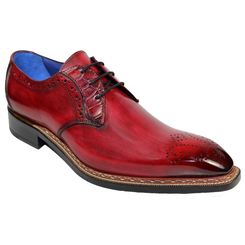 Fennix Tyler Calf and Alligator Lace-up Shoes Antique Red Image