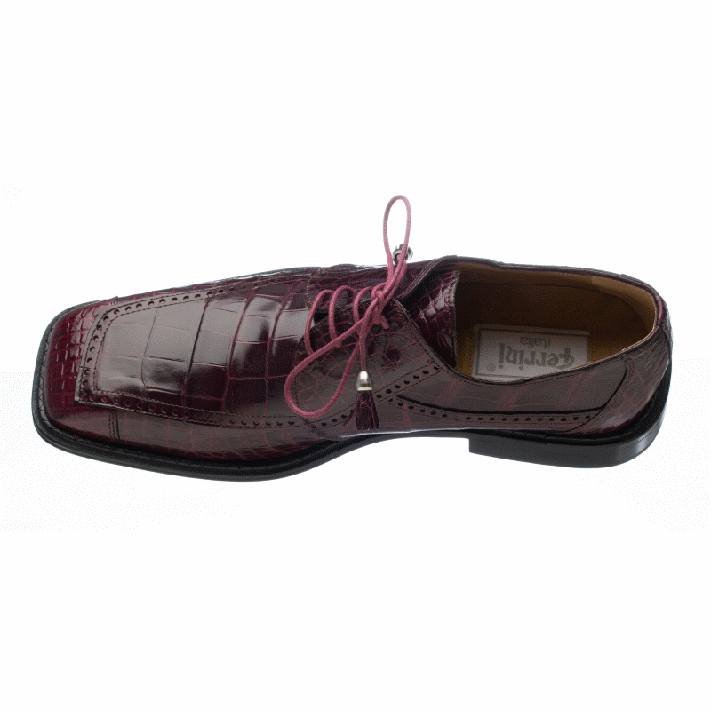 Ferrini 206 Alligator Square Toe Shoes Burgundy Image
