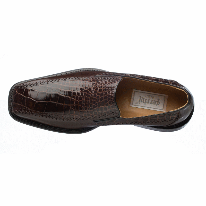 Ferrini 3761 Belly Caiman Calfskin Loafers Chocolate Image
