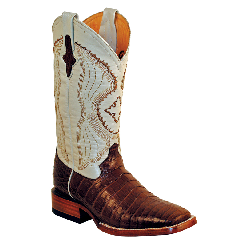 Ferrini Belly Caiman 12493-09 Exotic Boots Chocolate Image