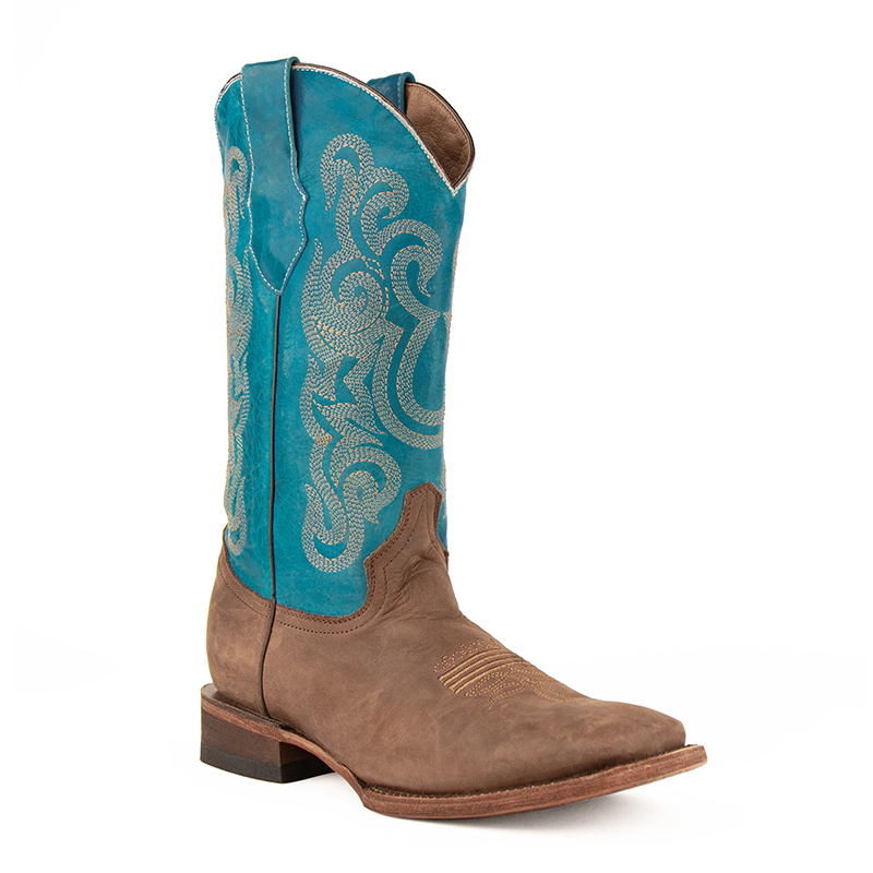 Ferrini Hunter 12693-50 Square Toe Boots Chocolate/Turquoise Image