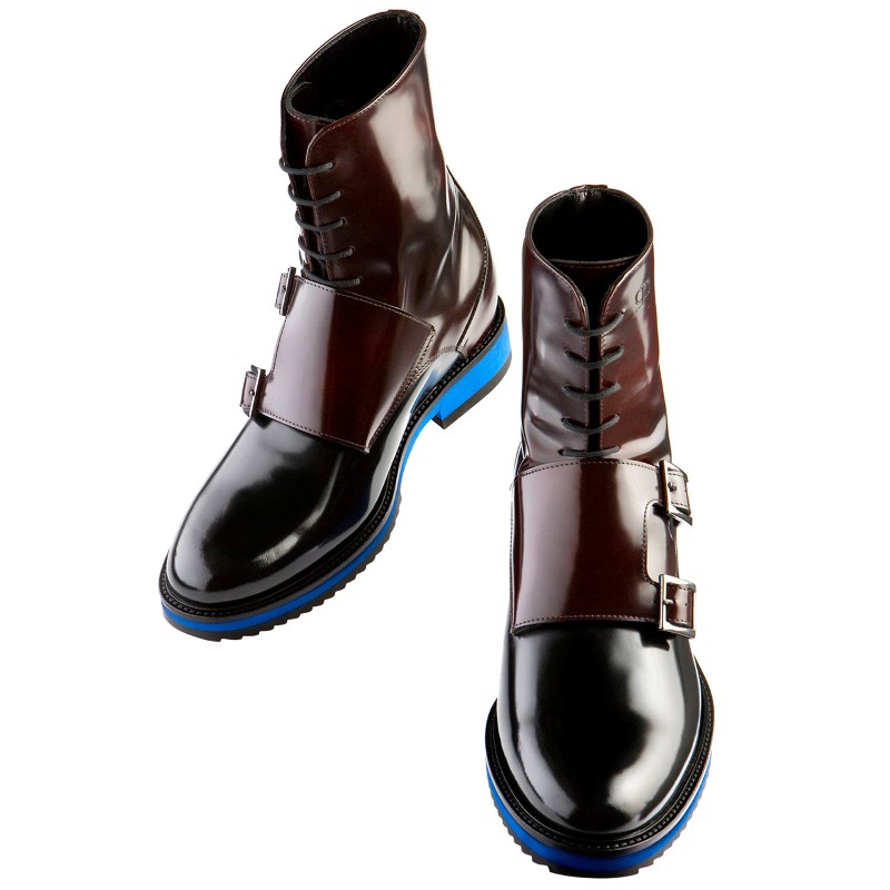 Guido Maggi Dublin Calfskin Boots Shiny Bordeaux and Black Image