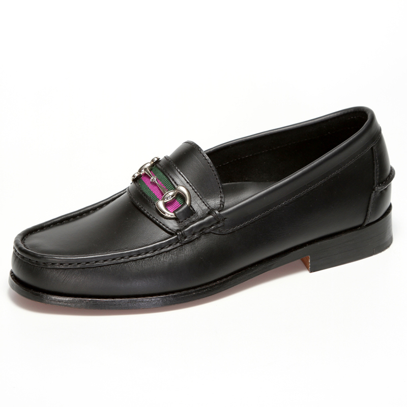 Handsewn Shoe Co. Bit Stripe Loafer Black Image