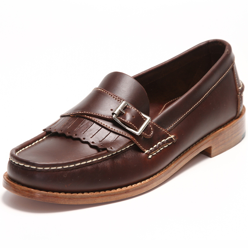 Handsewn Shoe Co. Buckle Kilt Loafer Dark Brown Image