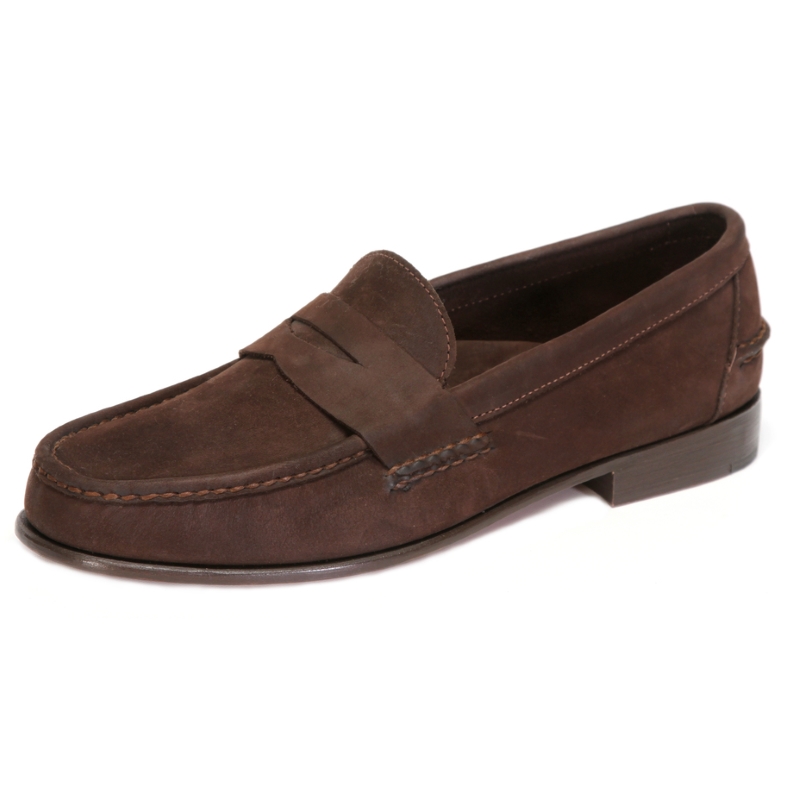Handsewn Shoe Co. Nubuck Penny Loafers Brown Image