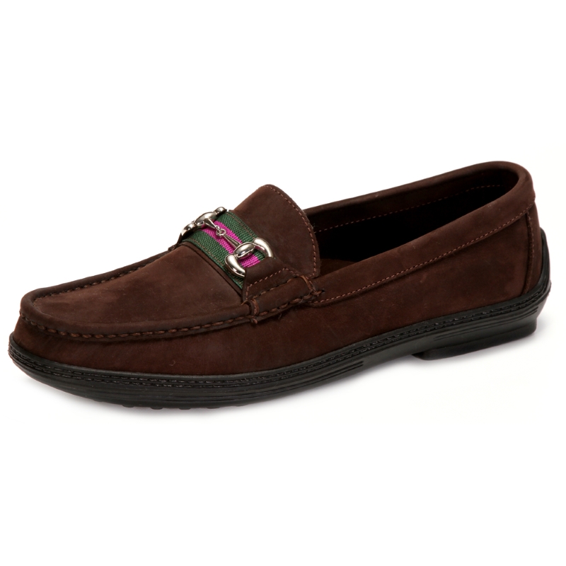Handsewn Shoe Co. Nubuck Stripe Loafers Dark Brown Image