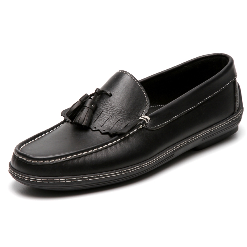 Handsewn Shoe Co. Fringe Tassel Driving Loafers Black Image