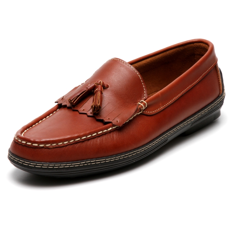 Handsewn Shoe Co. Fringe Tassel Driving Loafers Brown Image