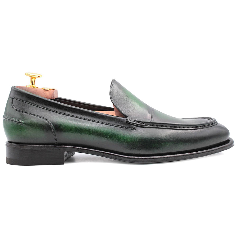 Harris Firenze 1913 Calfskin Leather Moccasin Shoes Green Image