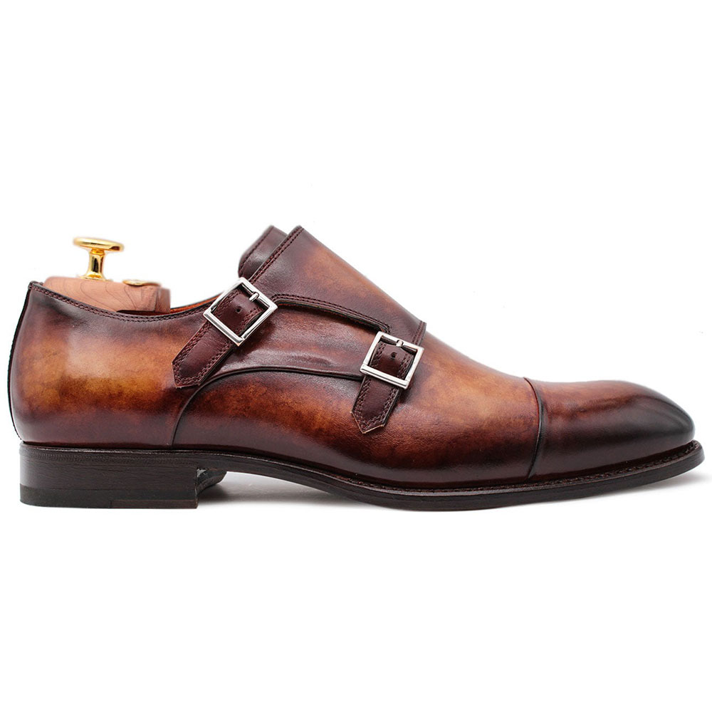 Harris Shoes 1913 Calfskin Leather Buckle Shoes Brown Image