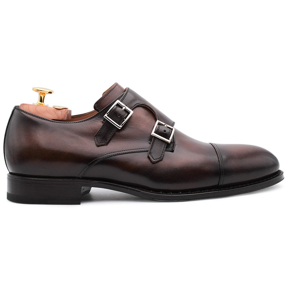 Harris Shoes 1913 Calfskin Leather Double Buckle Shoes Brown Image