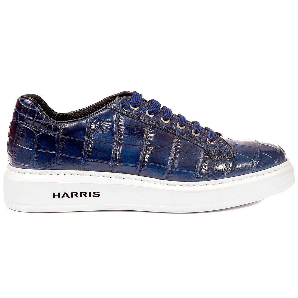 Harris Shoes 1913 Genuine Crocodile Sneakers Blu Image