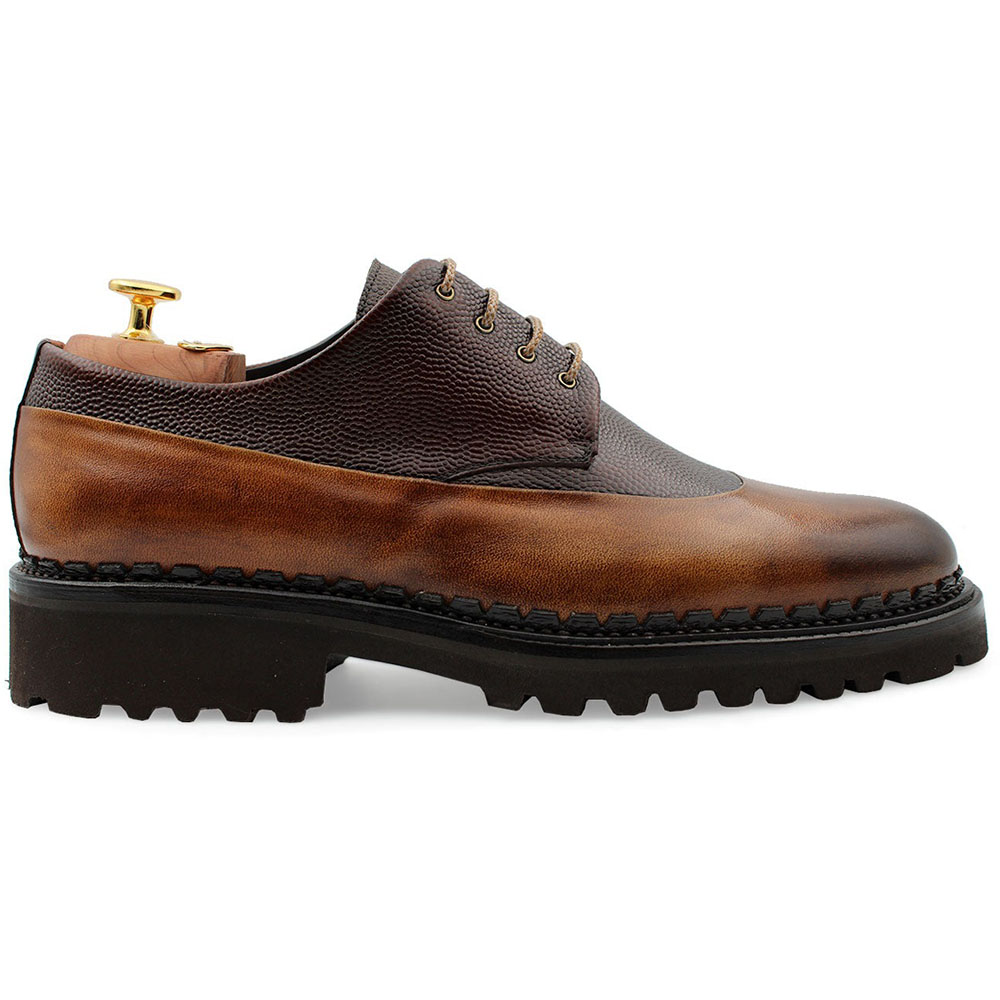 Harris Shoes 1913 Grained Leather Stringed Derby Marrone Image