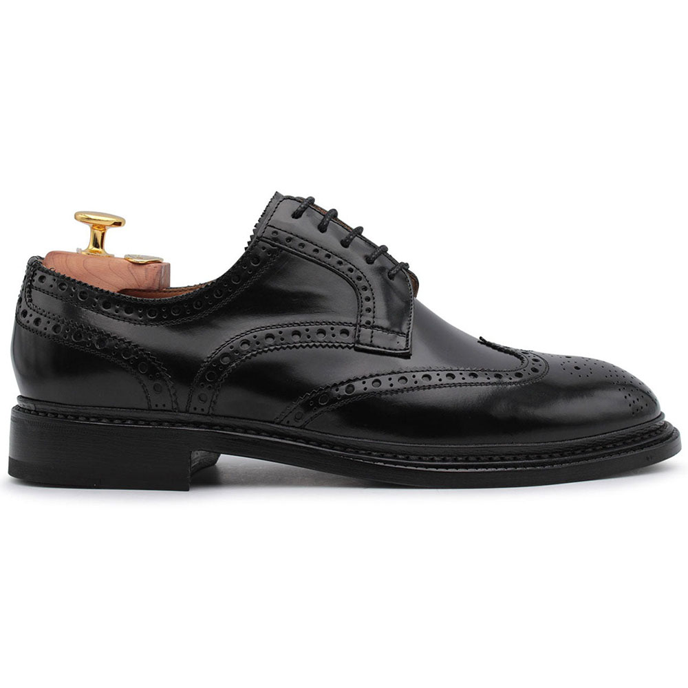 Harris Shoes 1913 Leather Stringed Wingtip Shoes Black Image