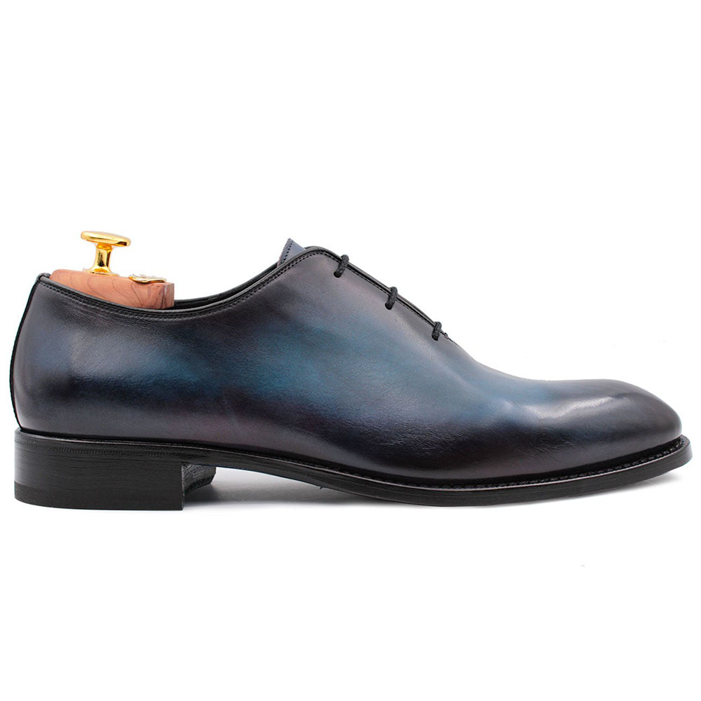 Harris Shoes 1913 Leather Wholecut Oxfords Blue Image