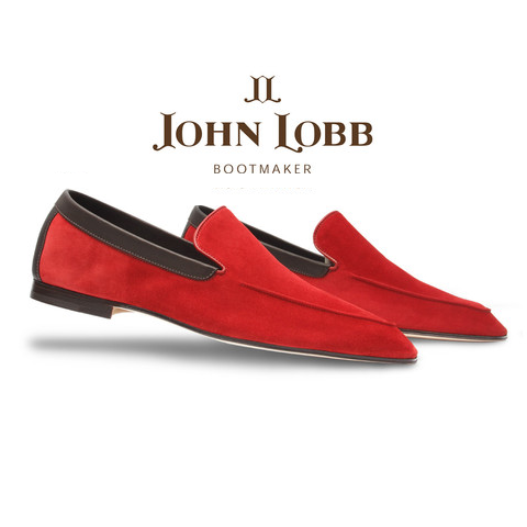 John Lobb Lucca Suede Loafers Cherry Red Image