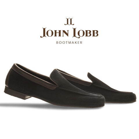 John Lobb Riviera Suede Loafers Pewter (Dark Gray) Image