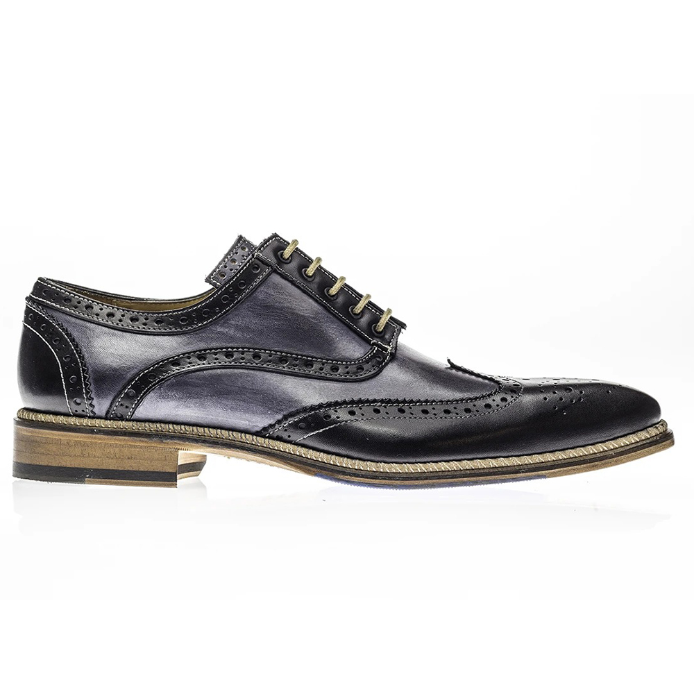 Jose Real Veloce Wingtip Shoes Black Antracite Image