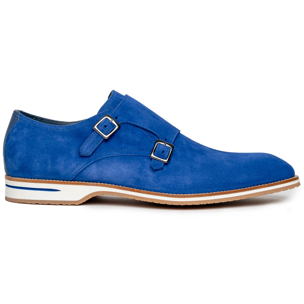 Zelli Legerra Suede Monk Strap Shoes Blue Image