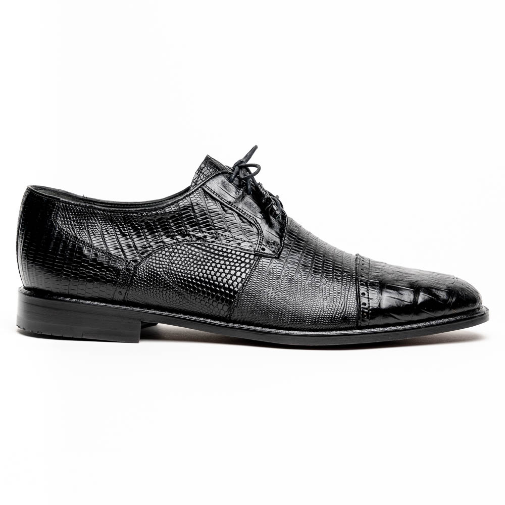 Los Altos Lizard & Caiman Cap Toe Shoes Black Image