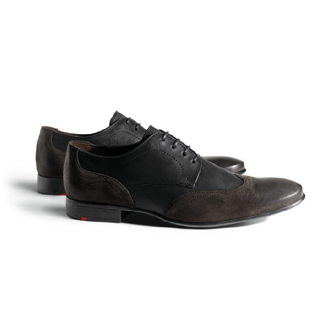 Lloyd Mitchell Rustic Calfskin Wingtip Shoes Schiefer/Black Image