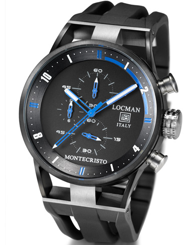 Locman Mens Monte Cristo Oversize Titanium Water Resistant Chrono Watch Black 510BKBLPVBK Image