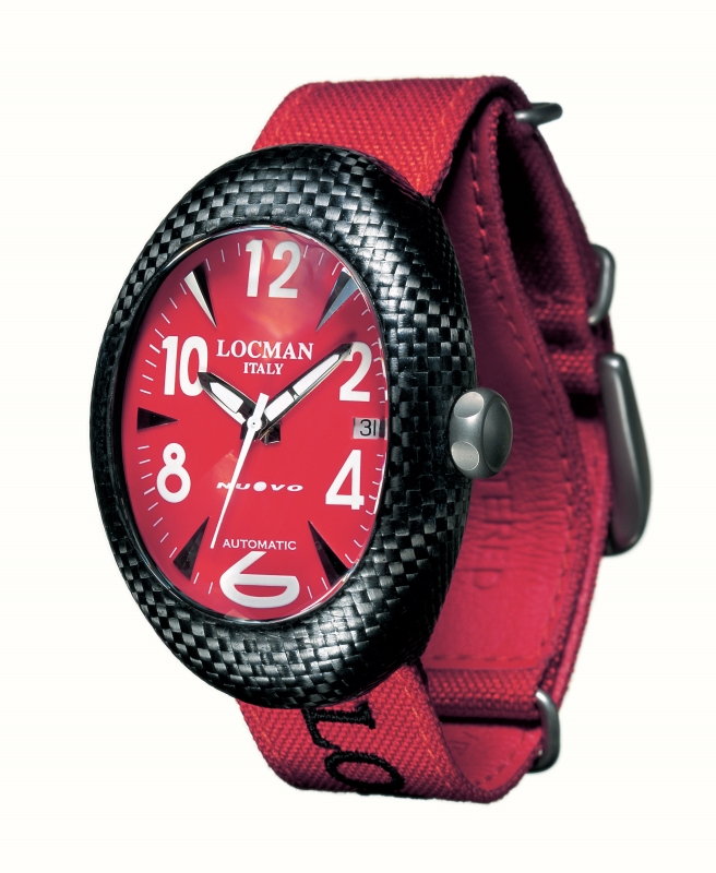 Locman Mens Nuovo Carbonia Watch Red 100RDCRBQ Image