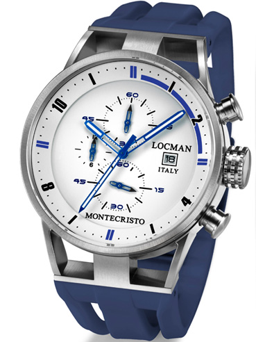 Locman Mens Monte Cristo Oversize Titanium Water Resistant Chrono Watch Blue 510WHBLBL Image
