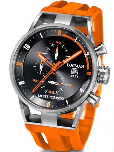 Locman Mens Monte Cristo Oversize Titanium Water Resistant Chrono Watch Orange 510BKOROR Image