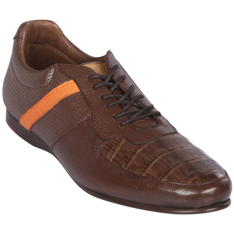 Lombardy Caiman Belly & Calfskin Sneaker Shoes Brown Image