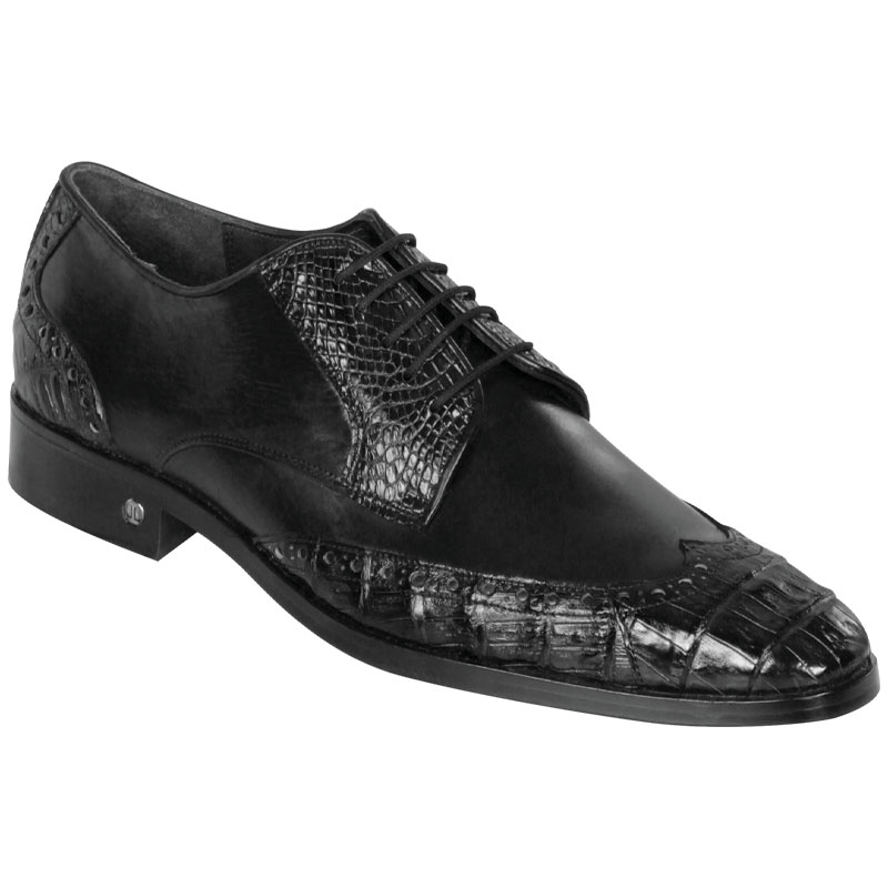 Lombardy Caiman Belly & Calfskin Wingtip Shoes Black Image