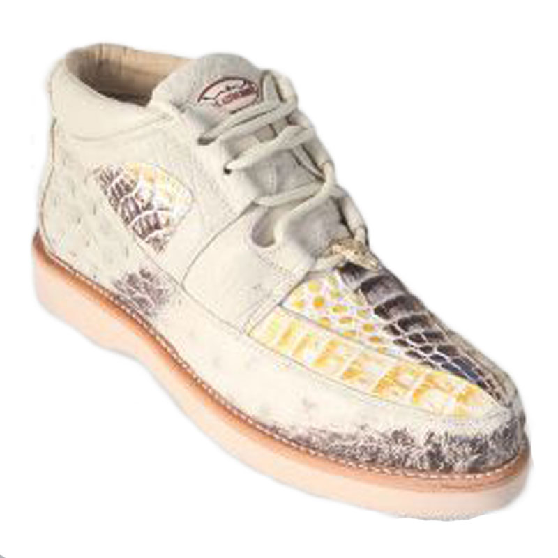 Los Altos Kid's Genuine Caiman w/ Ostrich Lace Up Casual Exotic Shoes
