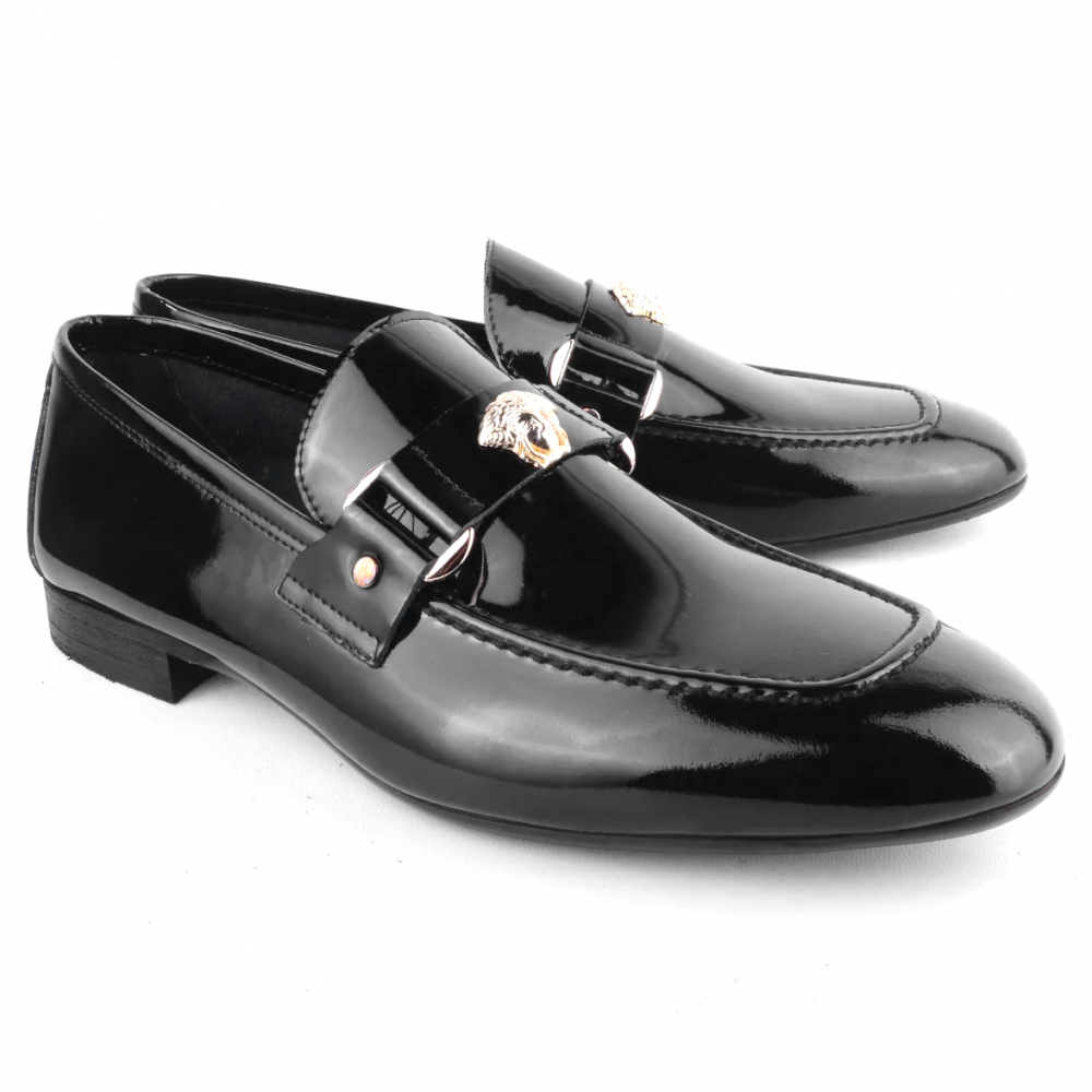 Corrente 5229 Patent Leather Ornament Loafer Black Image