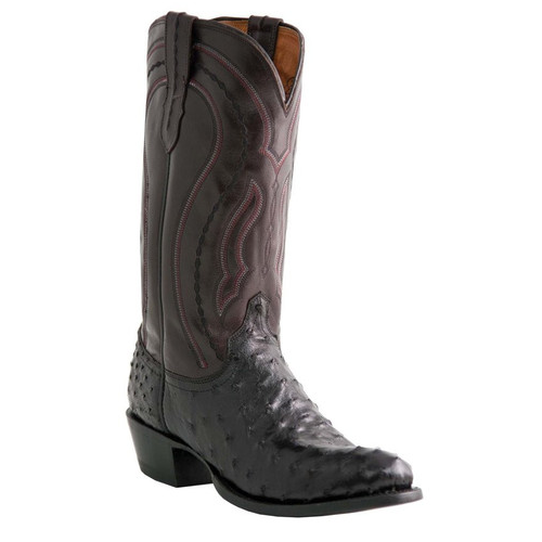 Lucchese M1608.R4 Montana Ostrich Quill Boots Black Image