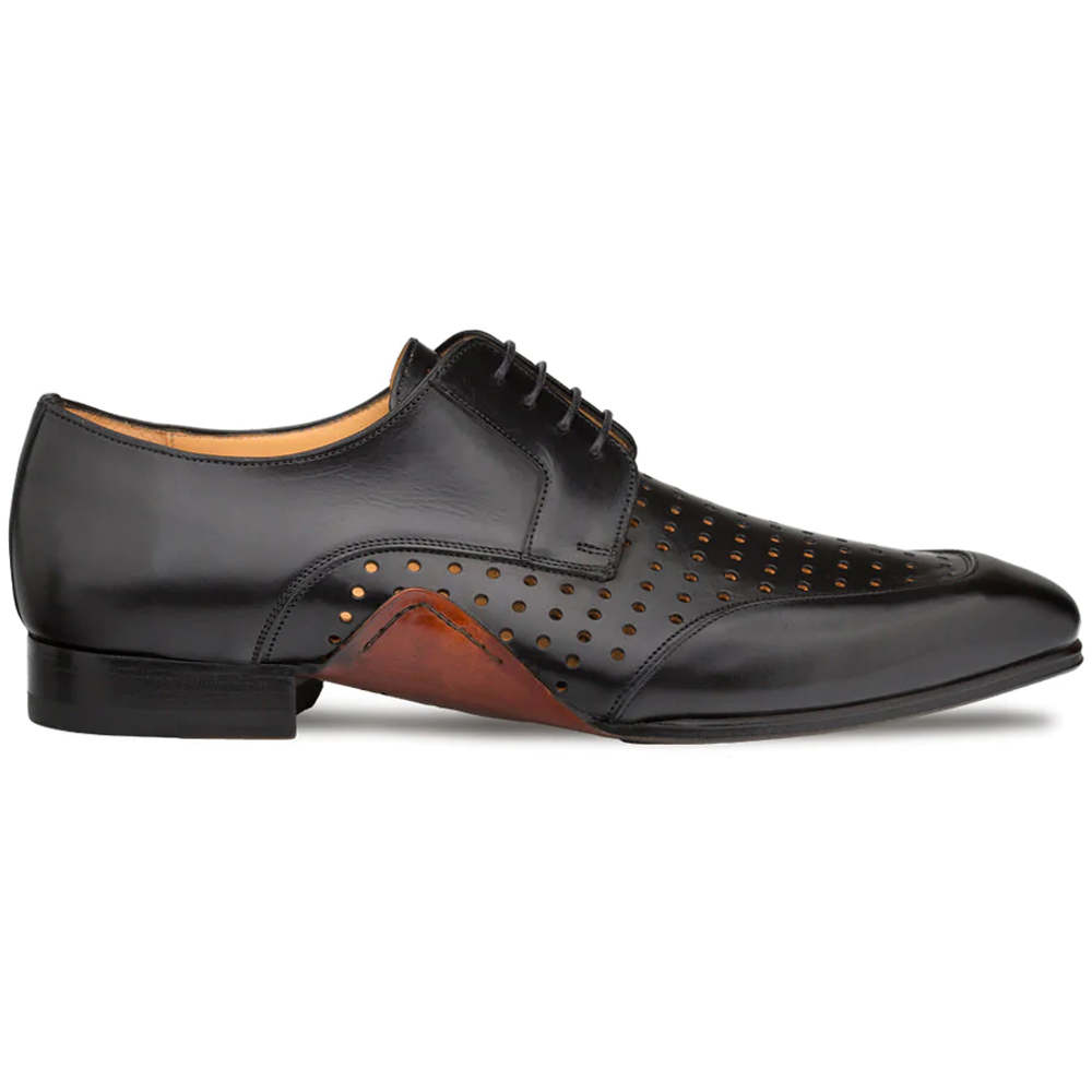 Mezlan Opanka Perforated Leather Derby Shoes Black Image