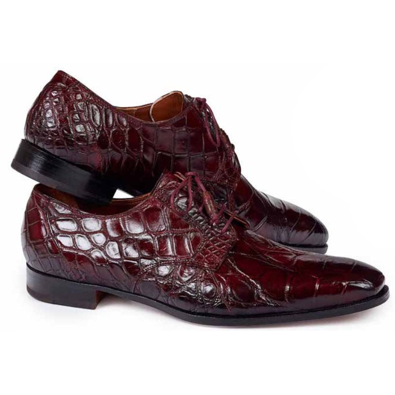 Mauri 1059 Palladio Alligator Derby Shoes Ruby Red (Special Order) Image
