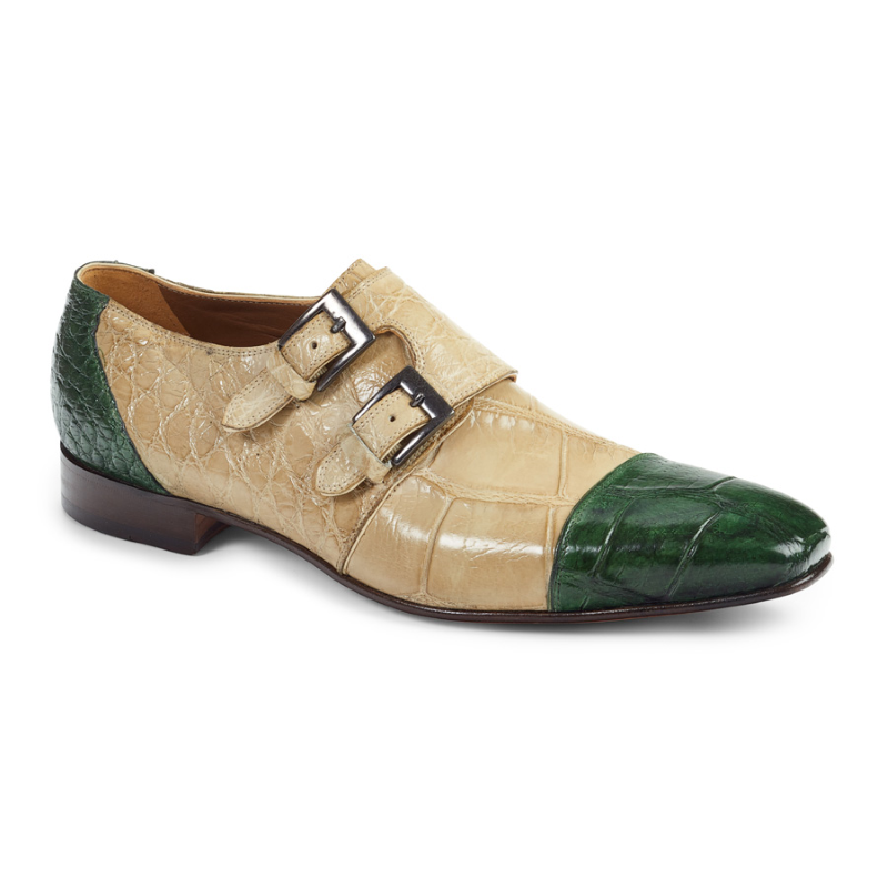 Mauri 1152 Double Monk Strap Shoes Bone / Green (Special Order) Image