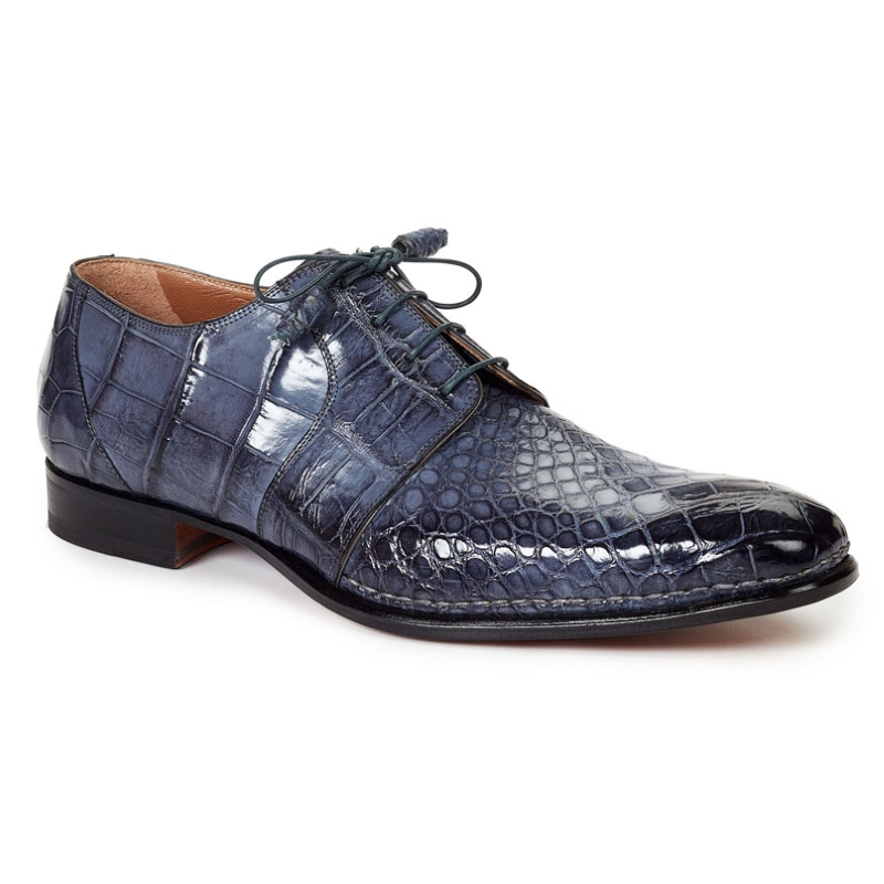 Mauri 1192 Balzac Alligator Derby Shoes Charcoal Gray (SPECIAL ORDER) Image