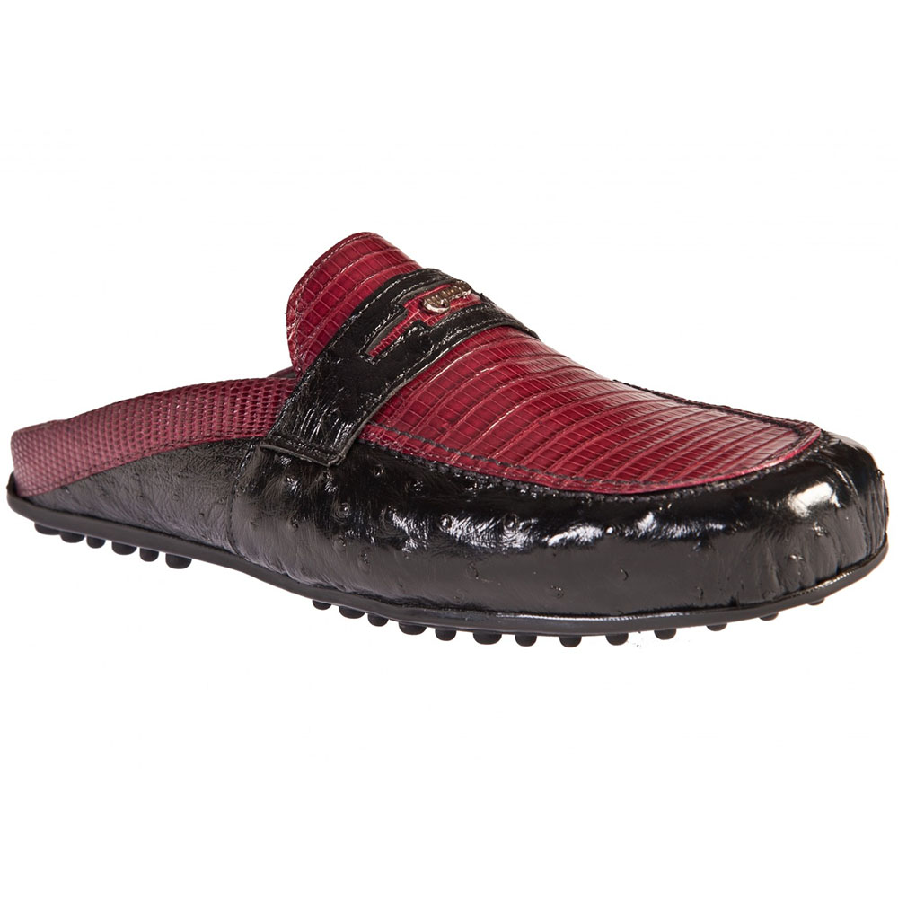 Mauri 13015 Ostrich / Tejus Mules Black / Red (Special Order) Image