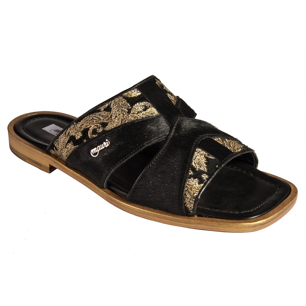 Mauri 1312/6 Fabric Didier / Pony Sandals Gold 14k / Black (Special Order) Image