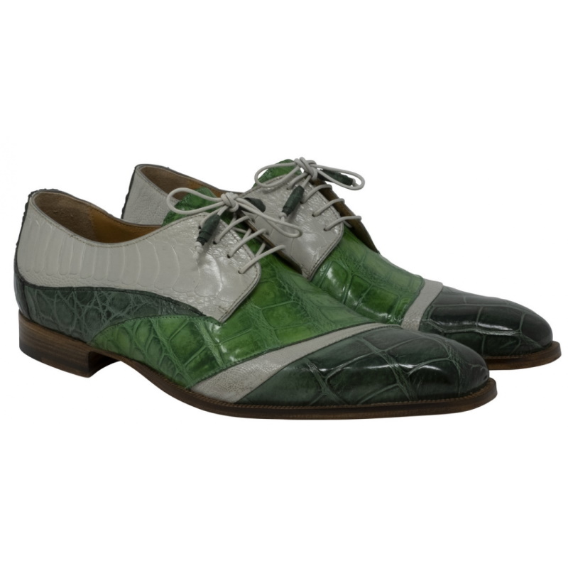 Mauri 3064 Swag Alligator & Ostrich Shoes Hunter Green / Acre Raindrops / Emerald (SPECIAL ORDER) Image